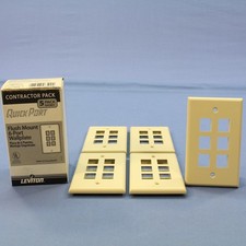 5 Leviton Ivory Quickport 6-Port High Impact Plastic Wallplates 41080-6IP picture
