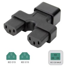 (2Pack)IEC 320 C20 Male to 2XC13 Female Y Split AC Power Adapter,20Amp UPS Male picture