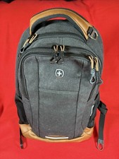 SwissGear Cecil 5505 Special Edition Laptop Backpack Black Canvas Brown 16” picture