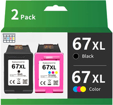 Combo Black & Color Ink Cartridge for HP 67 67XL DeskJet Plus 4140 4152 4155 picture