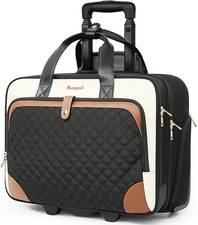 Rolling Laptop Bag, Rolling Briefcase for Women with Waterproof Pocket, 16 Inch picture