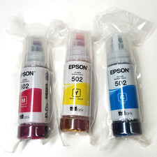 Genuine Epson EcoTank Color Ink Bottles 502 Cyan Magenta Yellow OEM Refill New picture