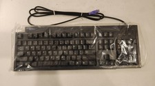 NEW Vintage IBM Black PS/2 Computer Keyboard & Snap On Arm Rest - FRU 37L2551 picture
