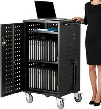 Lockable Steel Charging Cart for Chromebook & Tablet Ventilated Mobile Station picture