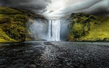 Landscape waterfall nature skogafoss Custom Gaming Mat Desk picture