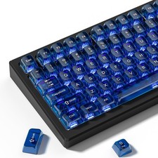 Dark Blue Clear Keycaps 75 Percent Transparent Jelly Shine Through MDA picture