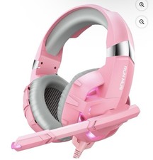 RUNMUS K2 Pink Gaming Headset Surround Sound Noise Canceling Over Ear Clean Pink picture