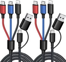 Puxnoin Multi Charging Cable 5 in 1, 2Pack 4FT USB C Charger 4FT, black picture