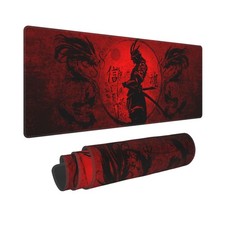 Japanese Samurai Cool Anime Red and Black Dragon Mouse Pad Extended Desk Mat picture