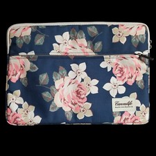 Canvaslife White Rose Pattern Laptop Sleeve 15