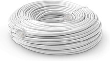 100 FT Feet Modular Phone Line Cord - High Quality 2 Conductor - White - 1 Pack picture