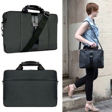 Black Nylon Travel Zip Laptop Crossbody Bag For 15