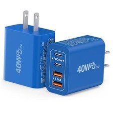 [2Pack]40W USB C Super Fast Charger Cube,PD + QC Charging Block 40W 2Pack Blue picture