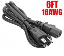 6Ft Premium 16AWG 5-15P to C13 IEC320 PC Monitor Computer TV Power Cord Cable picture