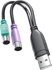 PS2 to USB Adapter, USB Male to Dual Ps/2(Mini-Din 6-Pin) Female Cable for Keybo picture