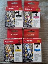 Lot of 4 Canon Ink Cartridges Genuine NEW Cyan Yellow Magenta Black 6 Series picture