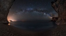 Landscape nature starry night milky way cave beach sand Custom Gaming Mat Desk picture