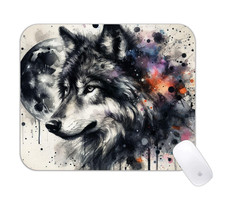 Wolf Watercolor Nature Desk Mat Artistic Non-Slip Gaming Mouse Pad picture