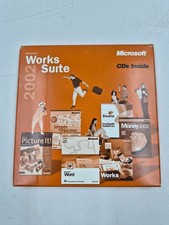 Microsoft Works Suite 2002 CD ROM Software Bundle Windows Office Encarta Used picture