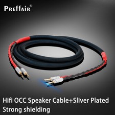 Pair Speaker Cable Silver Plated OCC Copper Line with Gold Plated Banana Plugs picture
