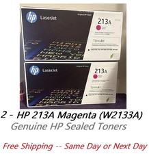 2 New Genuine Factory Sealed HP 213A W2133A Magenta Toner Cartridges  5700 6700 picture