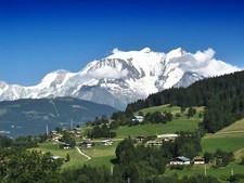 Landscape mountains snowy mountain alps village peak Custom Gaming Mat Desk picture