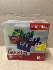 Imation Neon 2HD 10 Pack Diskettes IBM Formatted - Standard Size Sealed New  picture