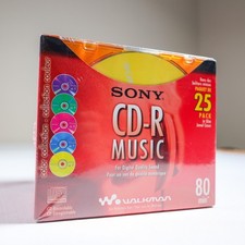 Sony CD-R Music 25 Pack Multi Color Walkman Slim Jewel Case 80 Min New Sealed picture