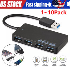 USB 3.0 Hub 4-port adapter Charger Data Ultra fast PC Mac Laptop Desktop LOT picture