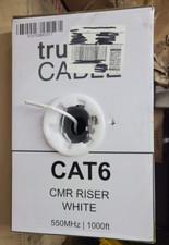 trueCABLE Cat6 CMR Riser 1000ft White Wire 550MHz, 1,000ft picture