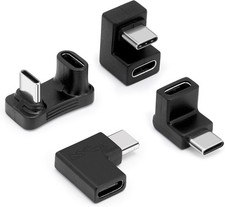 USB C 180 Degree Angled Adapter Male to Female U Shape Extension Black 4 Pack CC picture
