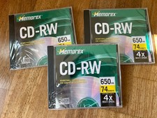3 Memorex CD-RW Rewritable 4x Speed 650 Mb / 74 Minutes - Wrapped  NEW picture