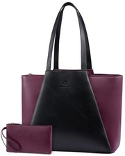 LOVEVOOK Laptop Tote for Women - 15.6 Inch Faux inch, Black & Burgundy picture
