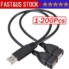 USB 2.0 A Male To 2 Dual USB Female Jack Y Splitter Hub Power Adapter Cable Lot picture
