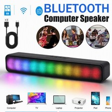 Surround Sound Bar 2 Speaker Wireless Computer Speaker TV Home Theater RGB Light picture