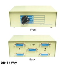 4 Way DB15 Manual Data Switch Box Rotary Dail Style for Joystick MAC Monitor picture