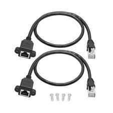 2Pcs Cat6 Ethernet Extension Cable 1FT, RJ45 Male to Female Ethernet Panel Mo... picture