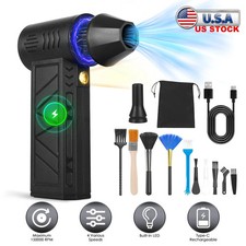 160000RPM Compressed Air Duster Vacuum Cleaner Cordless Air Blower w/ Light Tool picture