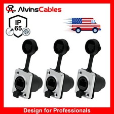 3 pcs RJ45 Waterproof Coupler Socket Connector IP65 Ethernet Panel Mount Black picture