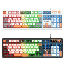 104 Keys Wired Gaming Keyboard RGB LED Backlit Ergonomic w/ Knob Volume Control picture