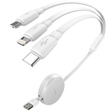 LISEN Multi Charging Cable, 3 in 1 Retractable Small, White picture