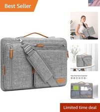 Elegant Gray Laptop Sleeve Bag with Comfortable Shoulder Strap & Trolley Belt picture