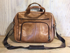 Vtg Wilson's Leather Distressed Brown Laptop Messenger Briefcase Shoulder Bag picture