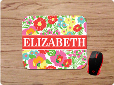 LILLY INSPIRED SPRING FLORAL PRINT PERSONALIZED NAME MOUSE PAD HOME OFFICE GIFT picture