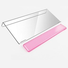Acrylic Computer Keyboard Stand With Gel Wrist Rest Set Ergonomic Riser Pink picture
