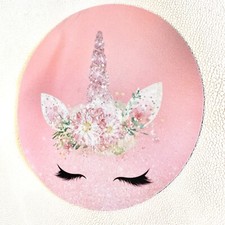 Girly Mouse Pad/ Unicorn Round Mousepad Pink picture
