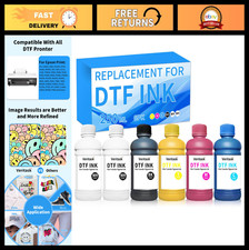 Vibrant DTF Ink Set 250ml x6 (CMYK + 2 White) - Durable Anti-Clog PET Film for P picture