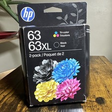 HP 63 TRI COLOR  HP 63XL BLACK INK CARTRIDGE Exp OCT-2027 Cyan/Magenta/Yellow picture