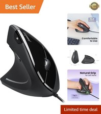 Perimice-513L Wired Vertical Ergonomic Mouse with 2 DPI, 6 Button Optical Erg... picture