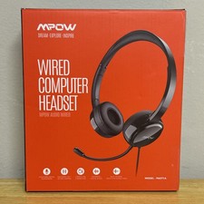 Mpow PA071A Wired On-Ear Headband Computer Headset w/ Boom Mic, Black picture